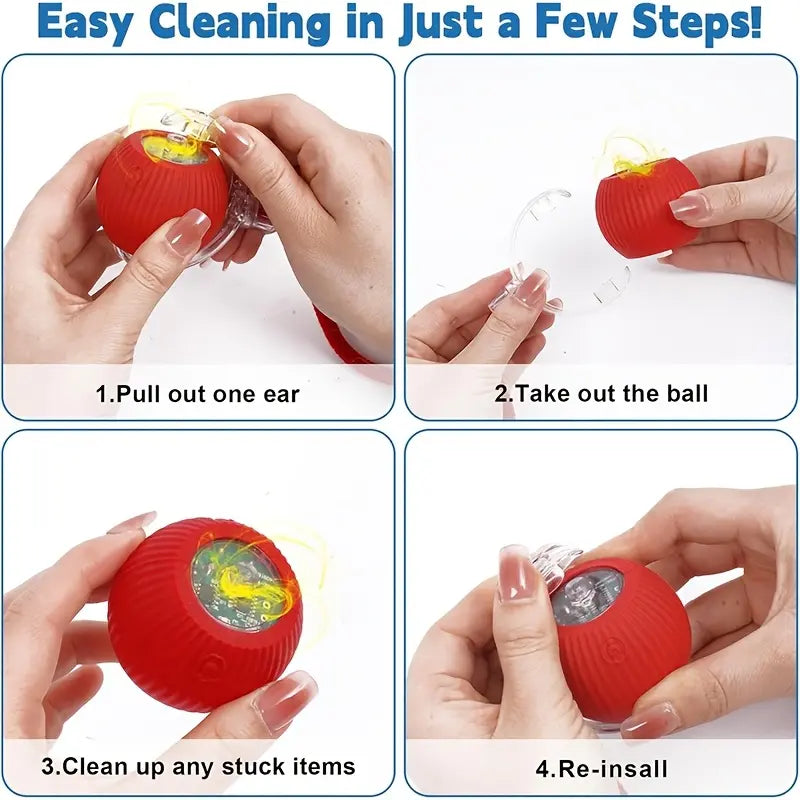 USB Smart Interactive Cat Toy Ball, Automatic Cat Toy, Rechargeable Indoor Cat Toy with Colorful Lights, Power Ball Cat Toy, Kitten Toy