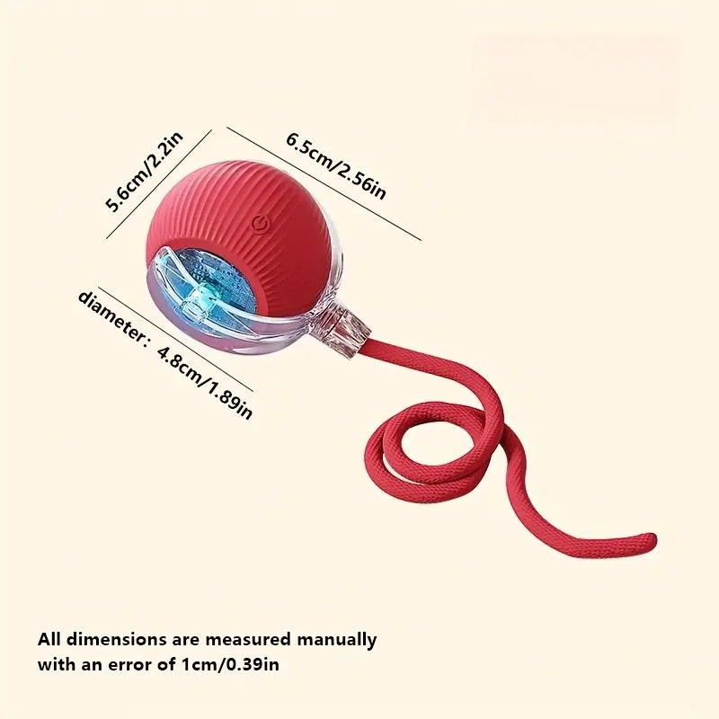 USB Smart Interactive Cat Toy Ball, Automatic Cat Toy, Rechargeable Indoor Cat Toy with Colorful Lights, Power Ball Cat Toy, Kitten Toy