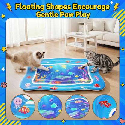 Catpick Cat Water Mat - The Ultimate Interactive Cooling & Heating Play Mat for Cats, 17 x 25 Inches, Featuring Floating Fish and Durable Anti-Scratch Design
