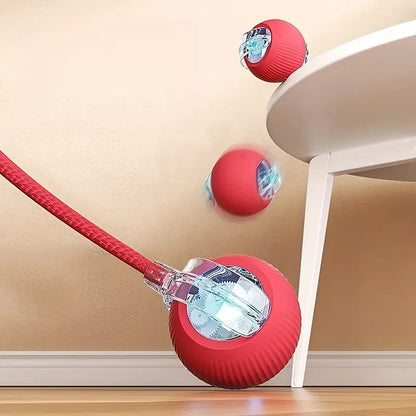USB Smart Interactive Cat Toy Ball, Automatic Cat Toy, Rechargeable Indoor Cat Toy with Colorful Lights, Power Ball Cat Toy, Kitten Toy