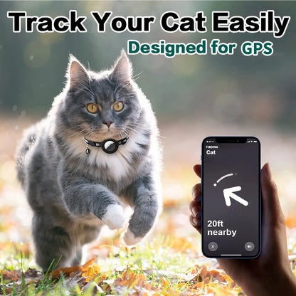 Reflective Cat Collar with Bell and Breakaway Design, Adjustable Airtag-Compatible GPS Tracker for Kittens and Cats