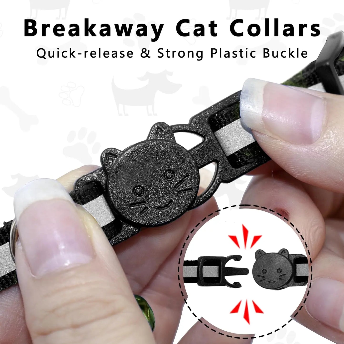 Reflective Cat Collar with Bell and Breakaway Design, Adjustable Airtag-Compatible GPS Tracker for Kittens and Cats