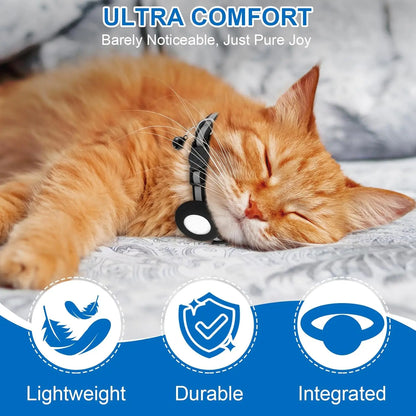 Reflective Cat Collar with Bell and Breakaway Design, Adjustable Airtag-Compatible GPS Tracker for Kittens and Cats