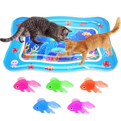 Catpick Cat Water Mat - The Ultimate Interactive Cooling & Heating Play Mat for Cats, 17 x 25 Inches, Featuring Floating Fish and Durable Anti-Scratch Design