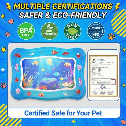 Catpick Cat Water Mat - The Ultimate Interactive Cooling & Heating Play Mat for Cats, 17 x 25 Inches, Featuring Floating Fish and Durable Anti-Scratch Design
