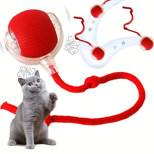 USB Smart Interactive Cat Toy Ball, Automatic Cat Toy, Rechargeable Indoor Cat Toy with Colorful Lights, Power Ball Cat Toy, Kitten Toy
