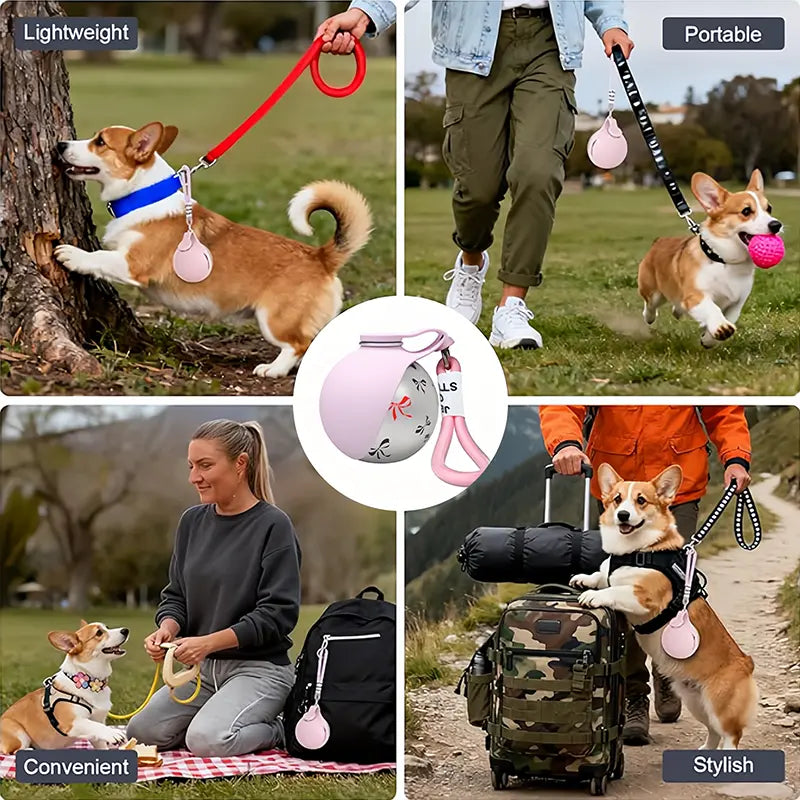 Ihubei Pet Water Bottle with Food-Grade Silicon Foldable Bowl 304 Stainless Steel Spherical Dog Hydration round Bottle Travel Dogs/Cats Water Dispenser Puppy Water Feeding Sphere Bottle for Walk Hiking Stylish Addorable Design Cute 285Ml#Summervibes